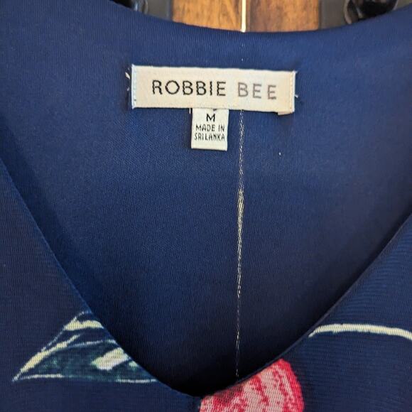 Robbie Bee womens dress size medium navy blue floral empire waist in GUC - Picture 3 of 6